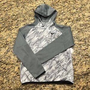 Nike Boys XL Dri-FIT Hoodie Grey White  Camo Pullover Thumbhole Sweatshirt